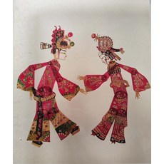 皮影 手工雕刻 牛皮 才子佳人 狀元 公主 新郎 新娘 仿古色 高30cm, 如圖所示, 1個