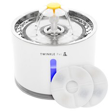 Twinkle Pet 貓用不鏽鋼飲水機 2.4L + 補充濾心 2入組, TP0301, 混合顏色