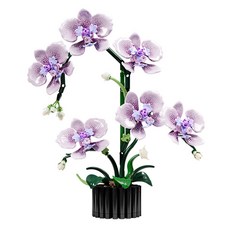 蝴蝶蘭花雙色拼裝積木擺件, 蝴蝶蘭花, 1個
