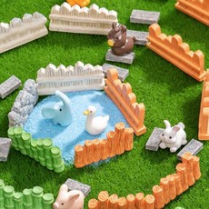 펜스 피규어 소품 울타리 미니어처 동물농장 5개 koo+2185Pg, 나무 울타리 5개