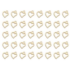 Ruwado 50피스 할로우 하트 모양 참 실버 메탈 작은 러브 펜던트 DIY 주얼리 찾기 만들기 목걸이 키체인 키 링 팔찌 벌크 제작 219204, 골드