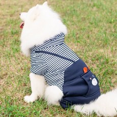 강아지 목줄 소형 조끼형 USB 가슴줄 LED 충전, B. 대형견 줄무늬 4족 복장 블루