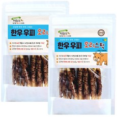 멍도락 한우우피스틱 100% 한우껌 오래먹는 강아지껌 국내산 수제간식, 한우우피 오리스틱, 90g, 2개 한우우피 오리스틱, 90g, 2개