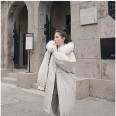 패딩야상 후드퍼 아이보리 블랙 베이지