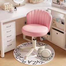 등받이 화장대의자 이동식 바퀴 달린 스툴 높은, 핑크+화이트 휠
