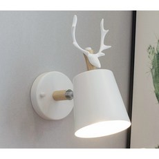 燭光燈飾 北歐簡約實木鹿角壁燈，台灣現貨，黑/白鹿角壁燈，北歐風簡約風鐵藝壁燈, 白, 黑色.白色