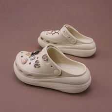 水鑽泡芙洞洞鞋女夏季外穿厚底增高鬆糕底戶外兩穿海邊沙灘涼拖鞋