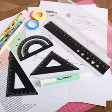 알루미늄 삼각자 20cm자 4종 세트 블랙, 본상품