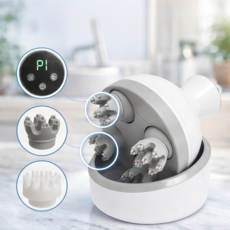 [하루마켓] 무선 전동 두피 마사지기 자동 헤어 케어 머리 안마기 휴대용 충전식, 화이트, LZS-22