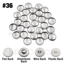 100pcs 세트/ 16-60 DIY 수제 패브릭 버튼 빵 모양 라운드 덮여 천 금속 4 뒷면 커버, [09] L36, [03] Plastic back