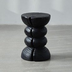 탄화 블랙 원목 우드 스툴 협탁 사각 원형 통나무 화장대 카페 매장 스툴체어 의자, B 32x32x45