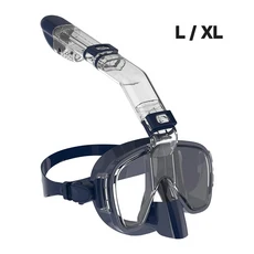 수중 스노클링 하프 페이스 마스크 세트 스쿠버 다이빙 호흡기 김서림 방지 안전 성인용, 04 Grayish Blue L-XL