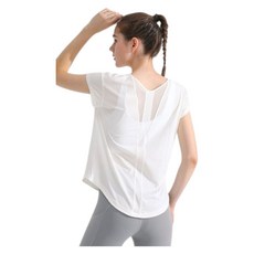 下擺圓弧透氣寬鬆運動上衣/瑜珈服 (短袖)