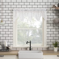 No. 918 48922 앨리슨 쉬어 레이스 주방 커튼 밸런스 147.3cm x 35.5cm(58 x 14인치) 화이트