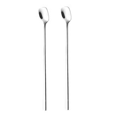 Turbokey 긴 손잡이 27.6cm(10.6인치) 아이스크림 스푼 스테인리스 스틸 블렌딩 세트 톨 라떼 커피 칵테일 글라스 세트 (27cm)