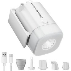 LED 랜턴이 장착된 주말 휴대용 에어 펌프 u2013 고속 팽창공기 매트리스 수영장 플로트 수면 패드 그리고 풍선 장난감을 위한 공기 캠핑과 여행에 완벽합니다, White