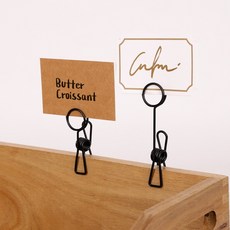 원형와이어 클립(4컬러 택1)-가격표 네임택 명함 메모꽂이 홀더 쇼클립 빵가격표 베이커리이름표, 1개, 블랙(중)