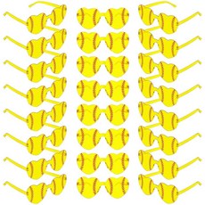 Pibupibu 12팩 소프트볼 파티 선물 선글라스 옐로우 하트 안경 소프트볼 선물 팀 또는 코치를 위한