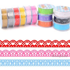 레이스 마스킹테이프 꾸미기테이프, 빨간색