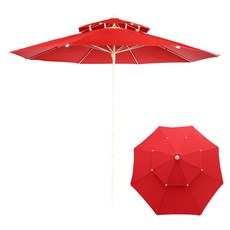 연필트리 킹특대형 휴대용 이층 일자형 낚시 캠핑 파라솔, 레드
