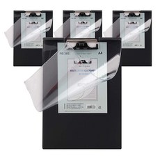 프로비즈 투명커버 멀티클립보드 A4 세로형, 4개, 흑색