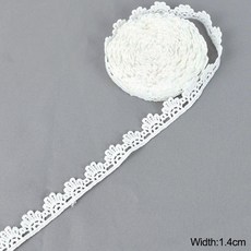 레이스원단 흰색 레이스 우유 실크 수용성 자수 리본 트림 패브릭 바느질 의류 액세서리 수제 DIY 공예 5 야드, 10 C10-width 1.4cm, 1개
