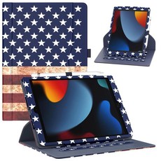 ZoneFoker 아이패드 9세대/8세대/7세대 케이스 10.2인치 케이스 2021/2020/2019 360도 회전 스탠드 9 8 7세대 10.2 가죽 커버 포켓 디자인, 깃발