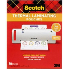 스카치 매트 열전사 라미네이팅 포켓 울트라 클리어 매트 피니시 레터 사이즈 8.9인치 x 11.4인치 50개입, 스카치 매트 열전사 라미네이팅 포켓, 울트라 클리어 매