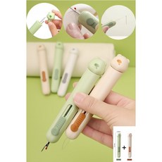 [1+1] 앨오앤지 바늘 실꿰기 실뜯개 하나로 3 IN 1, 1개, 그린+크림