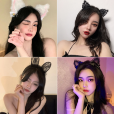 고양이귀머리띠 루돌프 코스프레 방울머리띠 토끼귀 개인방송 소품 할로윈 파티용 크리스마스 파티 아프리카TV 트위치 유튜브방송, X, 16번-베이지