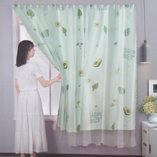 ko_ea_387 벨크로 방식 창문 커텐 찍찍이 이중 가리개 커튼 암막커튼 찍찍이커튼 창문커튼 가리개커튼 작은창커튼