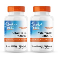 Doctors Best 비타민 D3 5000 IU, 180정, 2개