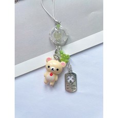 가방 키링 리락쿠마 이지 귀여운 인형 선물 행운 버클 베어 타이야키 펜던트 폰줄 체인 커플 핸드폰 클로버 네잎, 8
