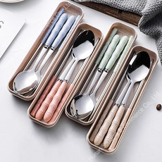 부엌 수저세트 유기알곡 고급수저 고급젓가락 커트러리세트 숟가락 + 젓가락 + 포크, 4 piece set, 1개
