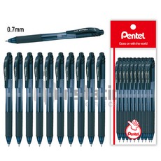 Pentel 에너겔 X 볼펜 10개 세트, BL107-A 메탈팁 0.7mm 블랙 10개 세트