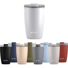 FLSK 컵 커피 투 고 머그 350ml • 스테인리스 스틸 이동 중 재사용 가능한 열 차단 누수 방지 보온 화이트 1개 1팩, Stone, 500 ml