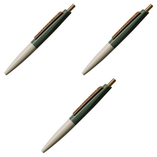 안테릭 미니 유성 볼펜 0.5mm BP10, 세이지 그린 + 에크루 베이지, 3개