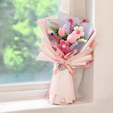 아스파시아 조화 꿈빛 모루 양모 튤립 꽃다발, 핑크, 1개
