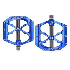 MZYRH 3 베어링 산악 자전거 플랫폼 페달 - 플랫 합금 9/16인치 미끄럼 방지, X12 Blue Titanium 3 bearings