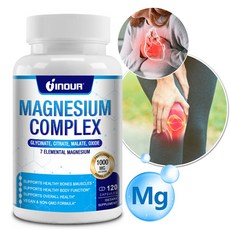 7-in-1 복합 마그네슘 정제 - 1000mg 복합 마그네슘 - 흡수율이 높은 킬레이트 마그네슘 보충제, 3개, 60정
