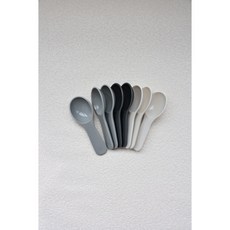 兒童灰色塑膠小湯匙 8入組 兒童餐具 冰淇淋 甜點 露營餐具, 1個, 一組8入
