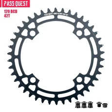 PASS QUEST 로터 그래블 바이크 체인링 라운드 내로우 와이드 체인링 다이렉트 마운트 크랭크 12단 체인 42, 03 BLACK ROUND 42T