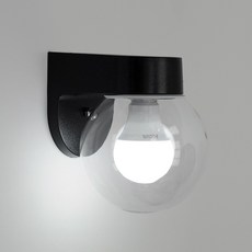 공 벽등 6인치 LED 8W / 조명 베란다등 LED 인테리어 등 실내 외부 야외 방수 현관 카페 베란다조명 실외 벽부등, LED 8W 주광색(하얀빛), 투명커버에 블랙바디