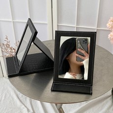 루끌리 접이식 휴대용 탁상 거울 집들이 개업선물, 소형_블랙악어