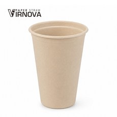 【Virnova】竹纖維 紙杯 90mm 16oz (480ml) 500入 原色 箱購免運 環保紙杯 咖啡杯 外帶飲料杯, 1箱, 500個裝
