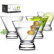 루나 & 맨사 마티니 바 마티니 클리어 집들이 코스모폴리탄 파티 8온스용 4종 맨해튼 홈 생일 이브닝 칵테일 크리스탈 스템리스 잔 세트 마가리타 선물, Martini Glass-8oz (4 Count)