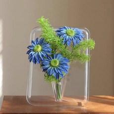 아크릴 액자 화병 1+1 인테리어 투명 꽃병 오브제 꽃거치대20260224EA, 블랙1+1