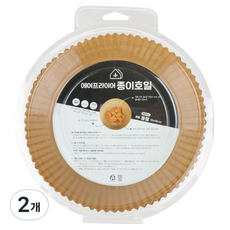 그린리빙 에어프라이어 종이호일 원형, 2개, 100개입, 16cm