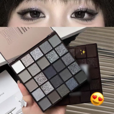 섀도우팔레트25구 다이아몬드 펄이 함유한 화려한 블랙 스모키메이크업, 1개, 블랙펄