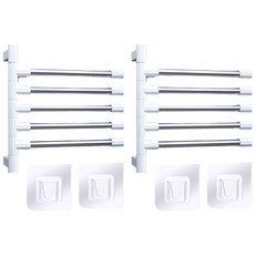 투데이리빙 1+1 무타공 회전식 5단 수건 행주 걸이 부착식 주방 타올 욕실 화장실 접착식 다용도 걸이대, R89193W, 2개, 화이트